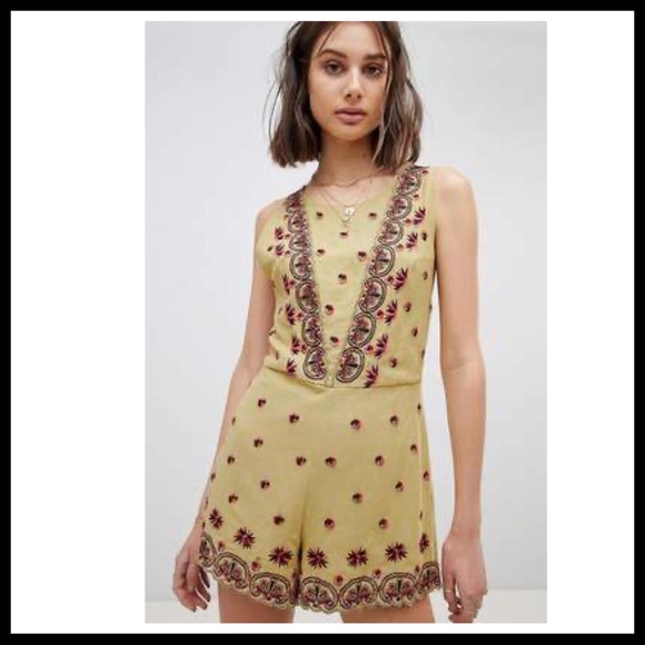 FREE PEOPLE BOHO ROMPER SLEEVELESS PLAYSUIT A2C - Picture 6 of 14